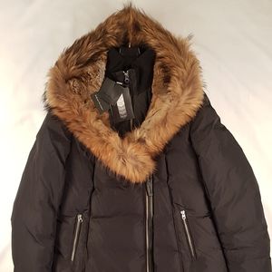 MACKAGE Trish fur-hood coat Size XL Black